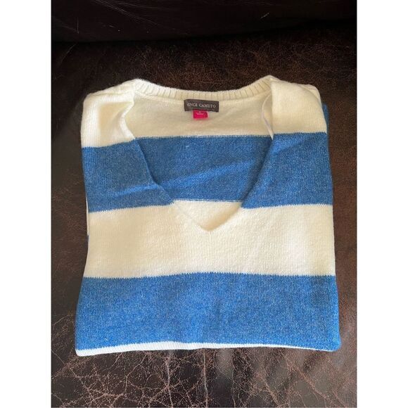 Vince Camuto Oversized Striped Vneck Sweater - Picture 5 of 7